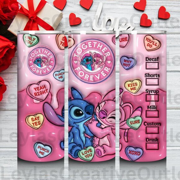 20 oz Skinny Tumbler –Adorable Alien Couple Design | Custom Valentine’s Day Gift - Picture 2 of 4